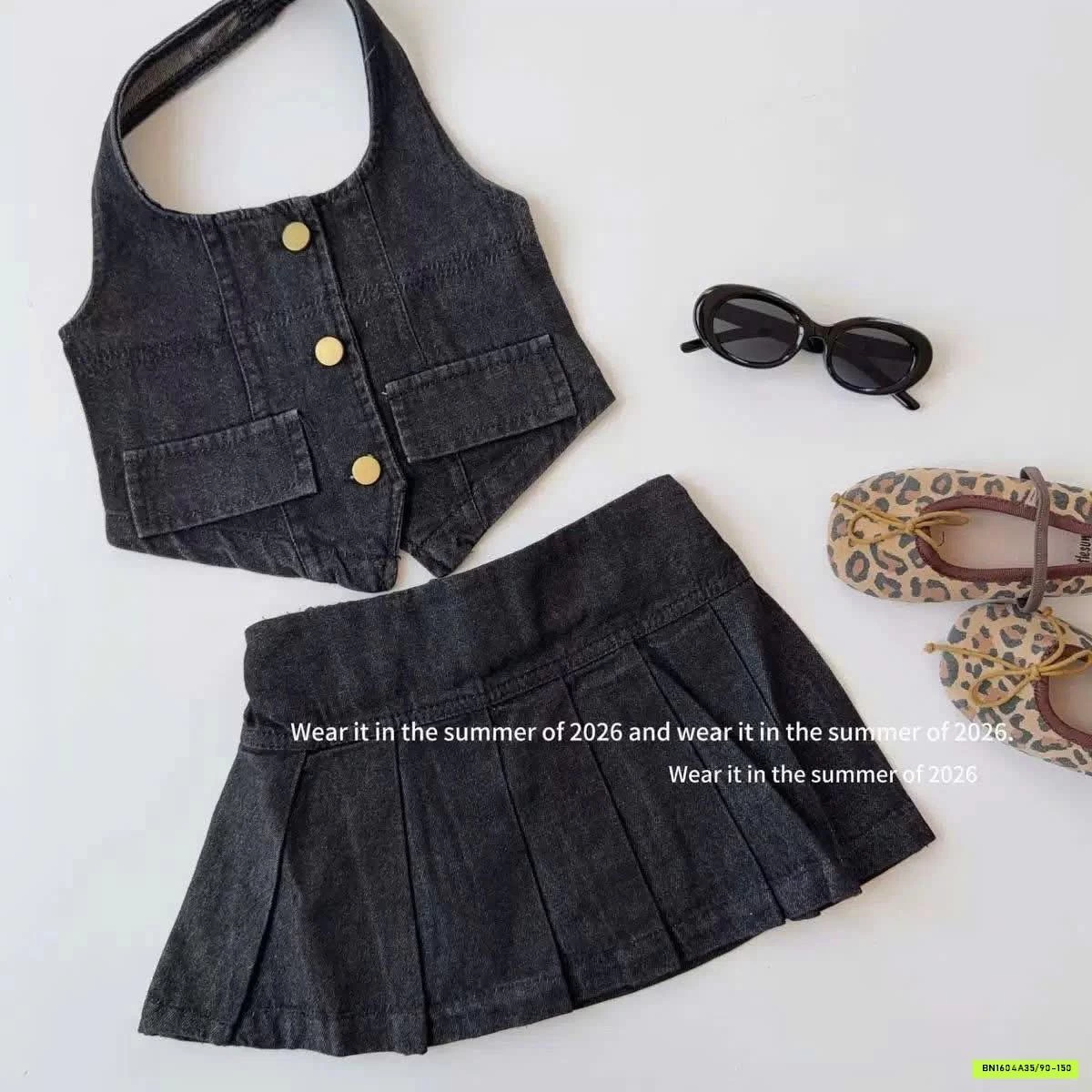 SÉT VÁY JEANS HỞ LƯNG T&QKIDS