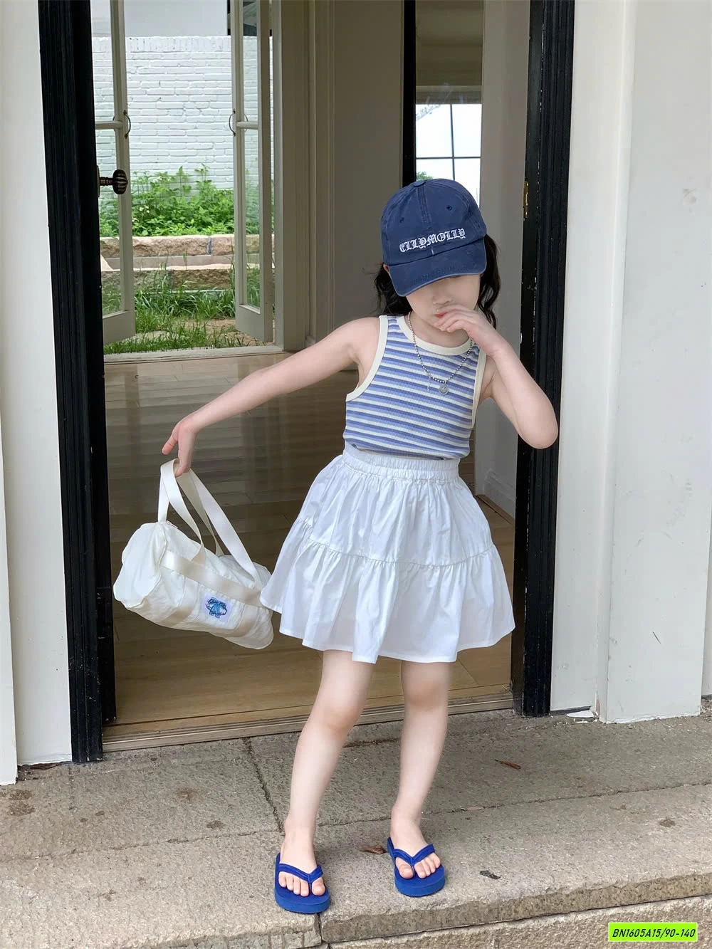 ÁO SÁT NÁCH KẺ MIX CV TRẮNG