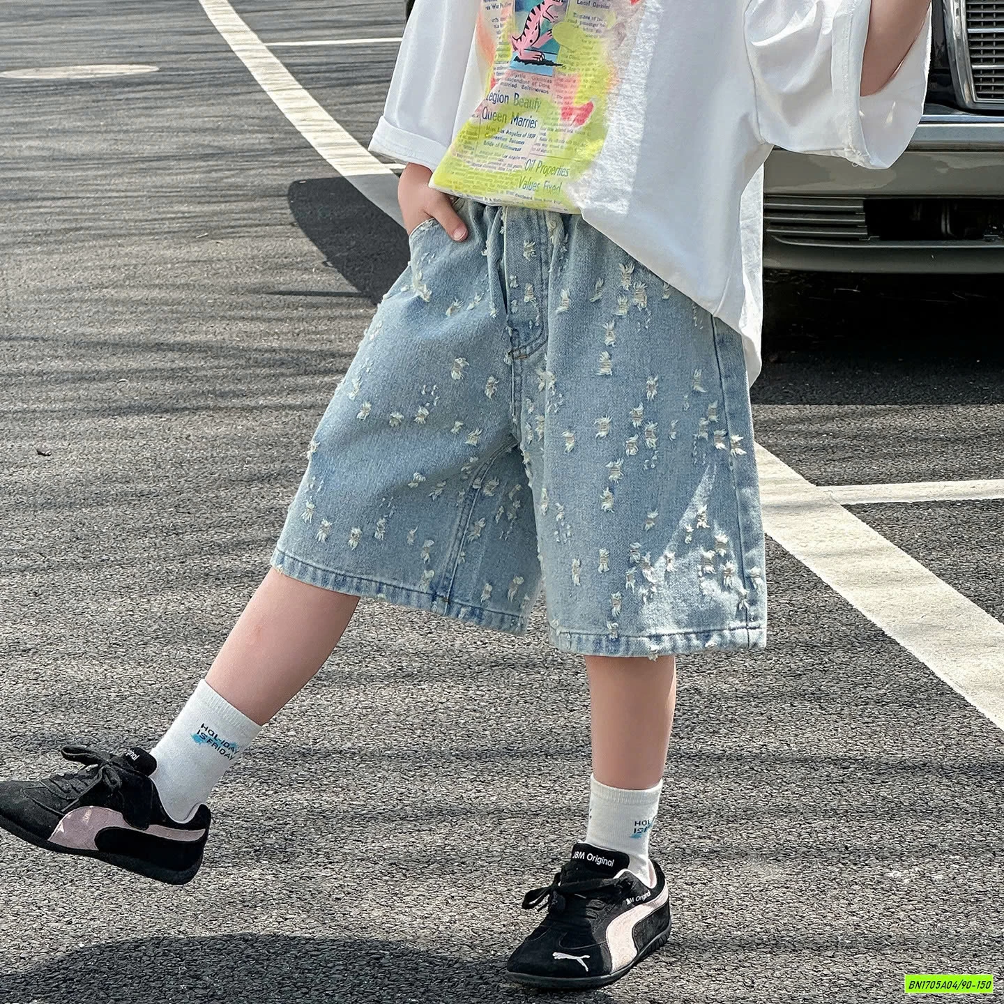 ÁO HÌNH KHỦNG LONG MIX SHORT JEANS CÀO