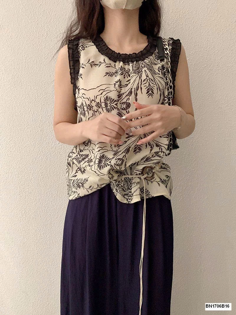 ÁO SÁT NÁCH HỌA TIẾT HOA LÁ MÙA HÈ