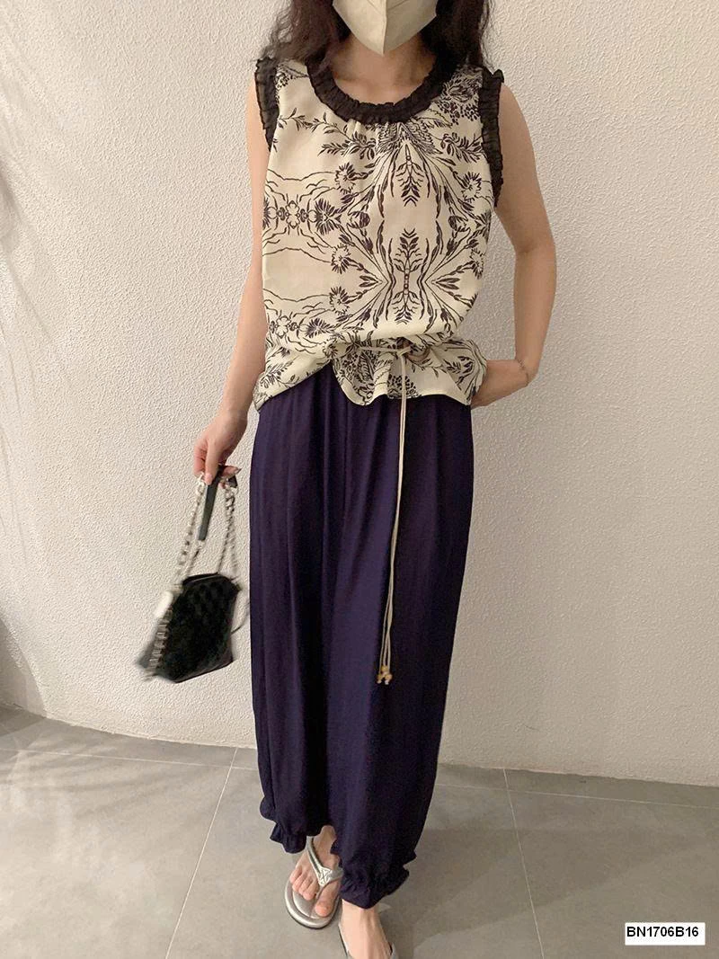 ÁO SÁT NÁCH HỌA TIẾT HOA LÁ MÙA HÈ