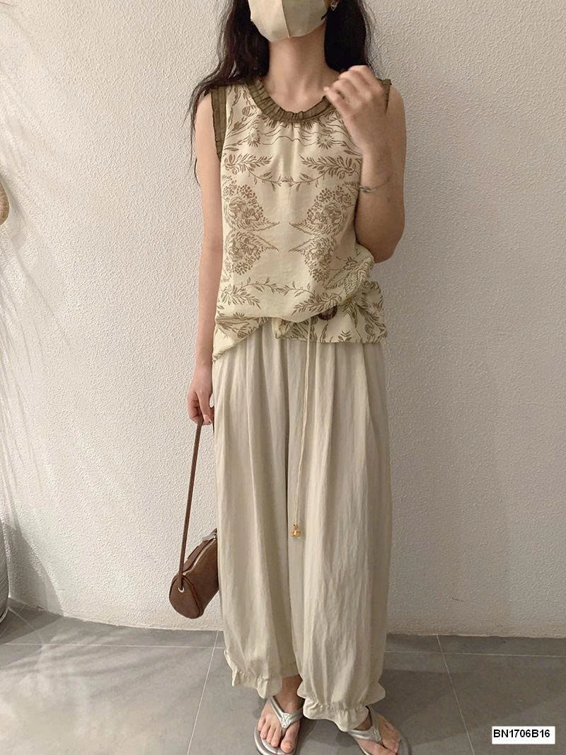 ÁO SÁT NÁCH HỌA TIẾT HOA LÁ MÙA HÈ