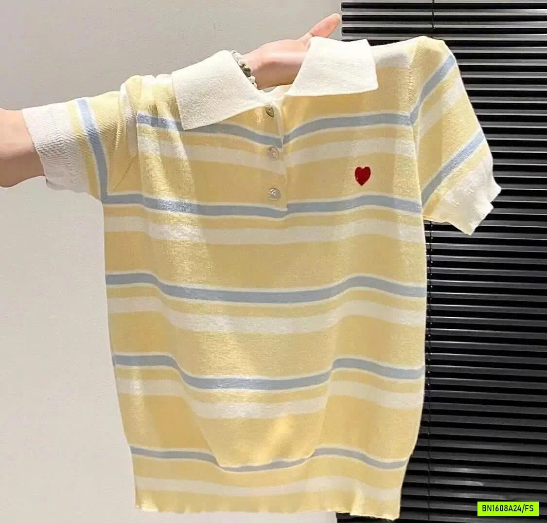 ÁO LEN DỆT KIM POLO SỌC PHỐI MÀU
