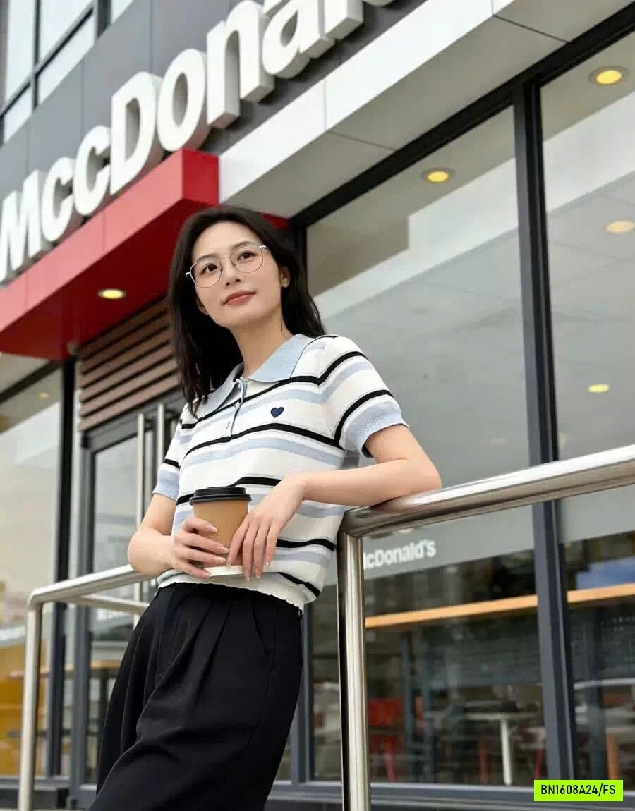 ÁO LEN DỆT KIM POLO SỌC PHỐI MÀU