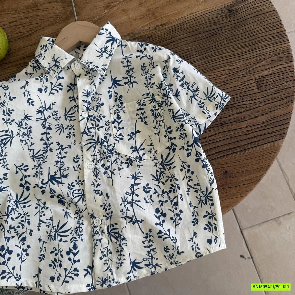 SƠ MI TRẮNG HOA XANH