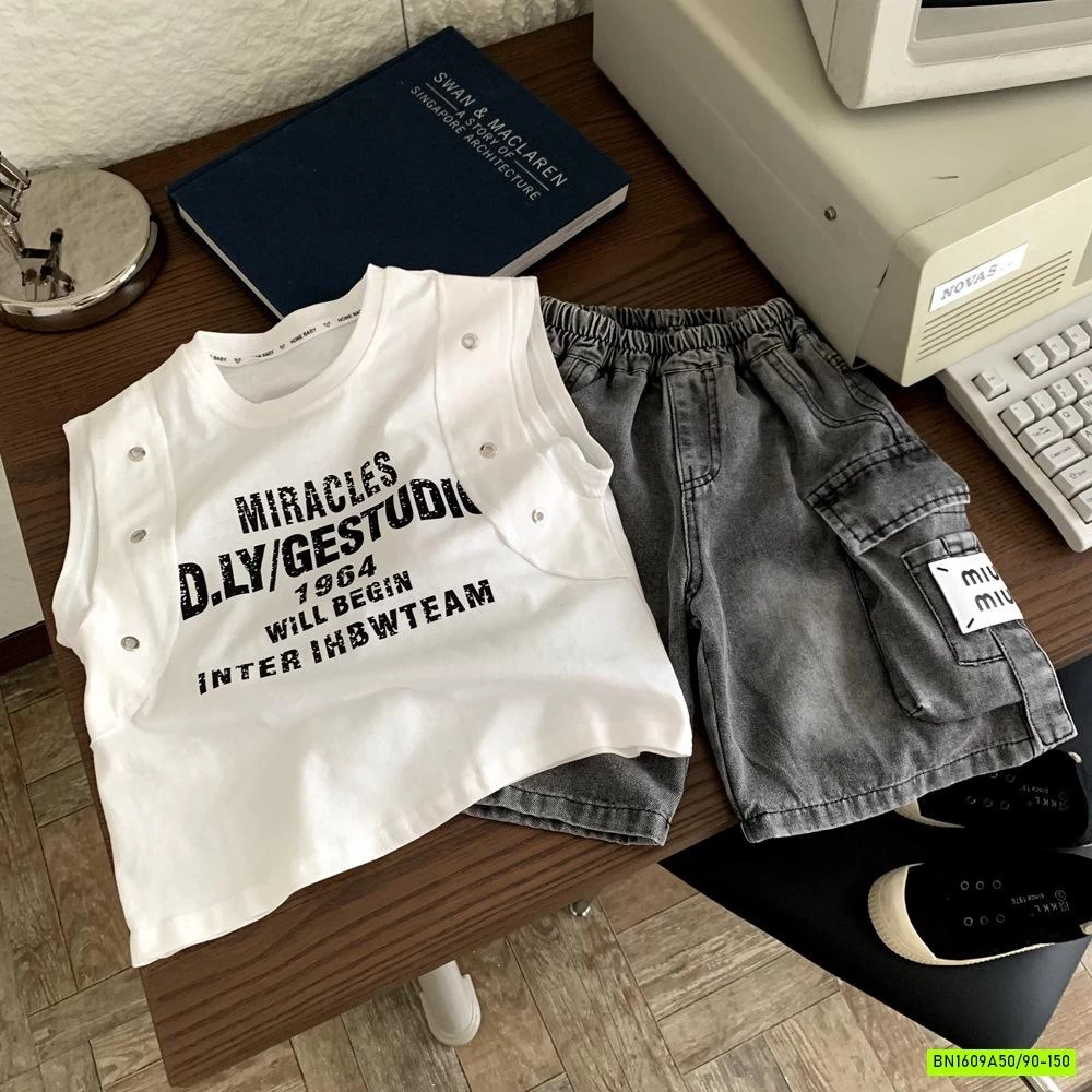 ÁO SÁT NÁCH TÁN ĐINH MIX SHORT JEANS