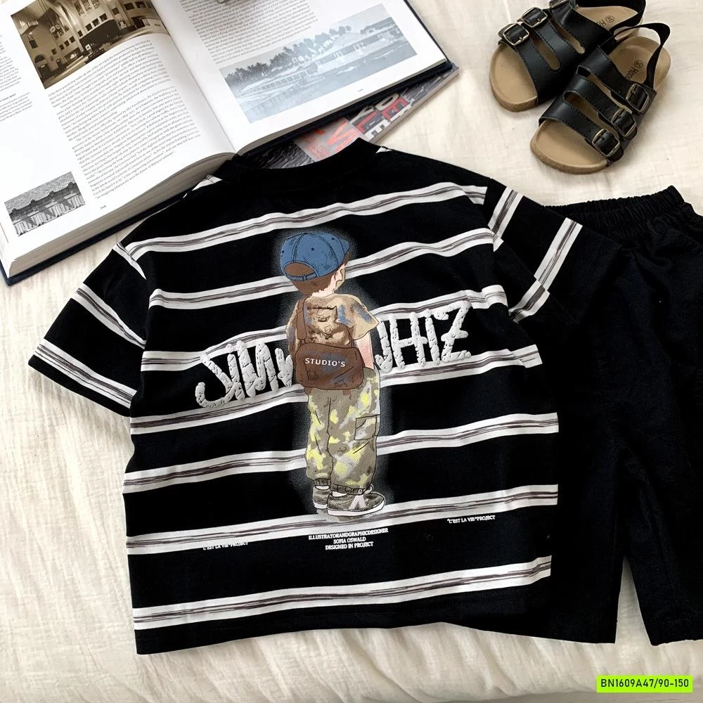 ÁO THUN KẺ IN HÌNH LƯNG