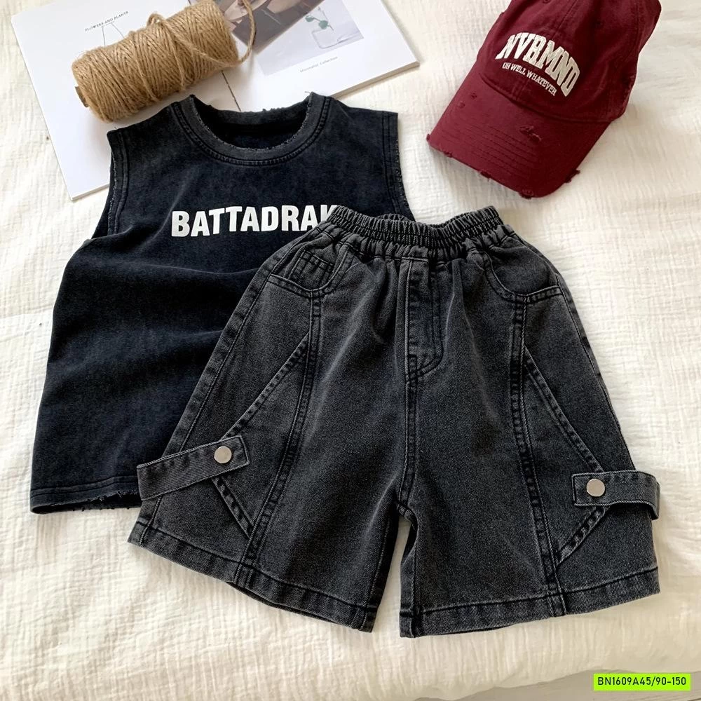 ÁO THUN ĐEN RÁCH MIX SHORT JEANS