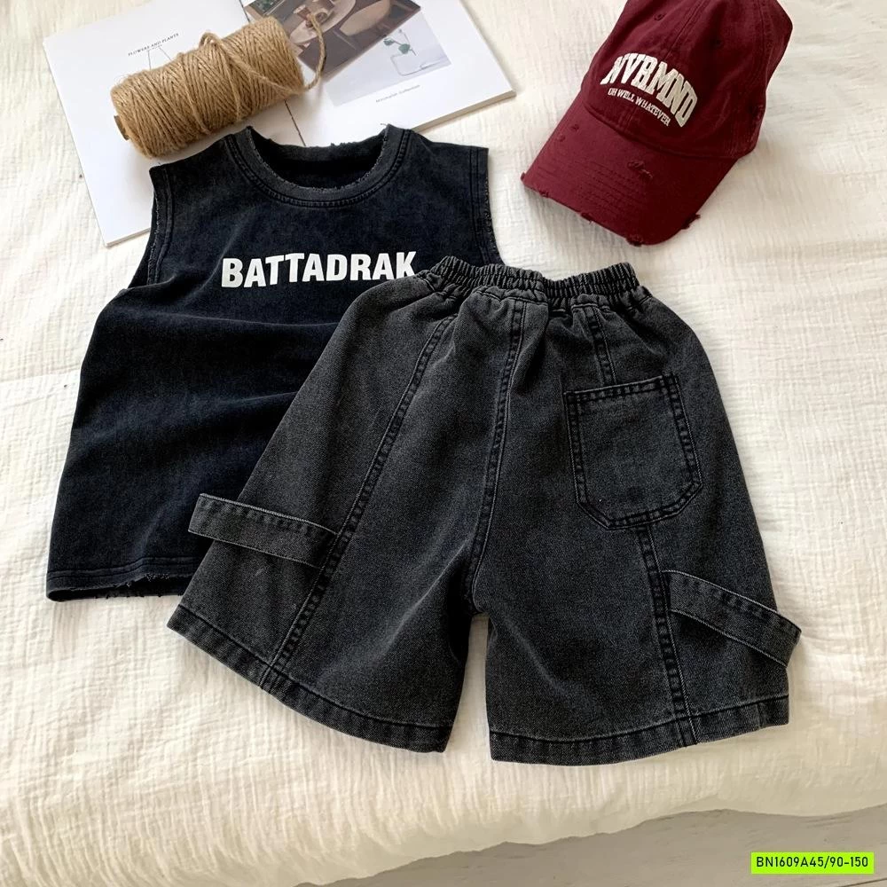 ÁO THUN ĐEN RÁCH MIX SHORT JEANS