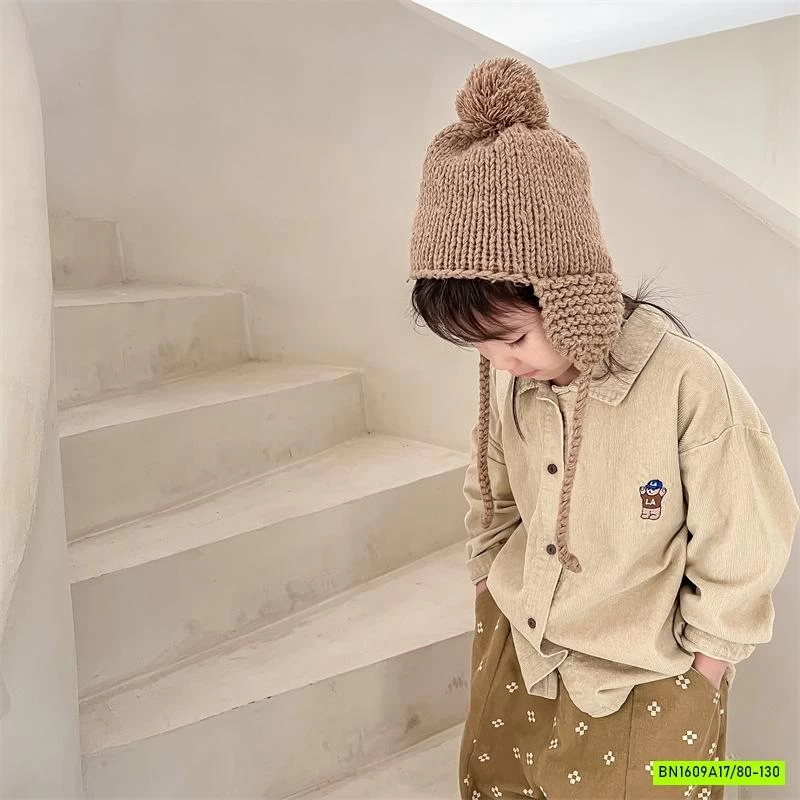 SƠ MI NHUNG THÊU GẤU ADBABY