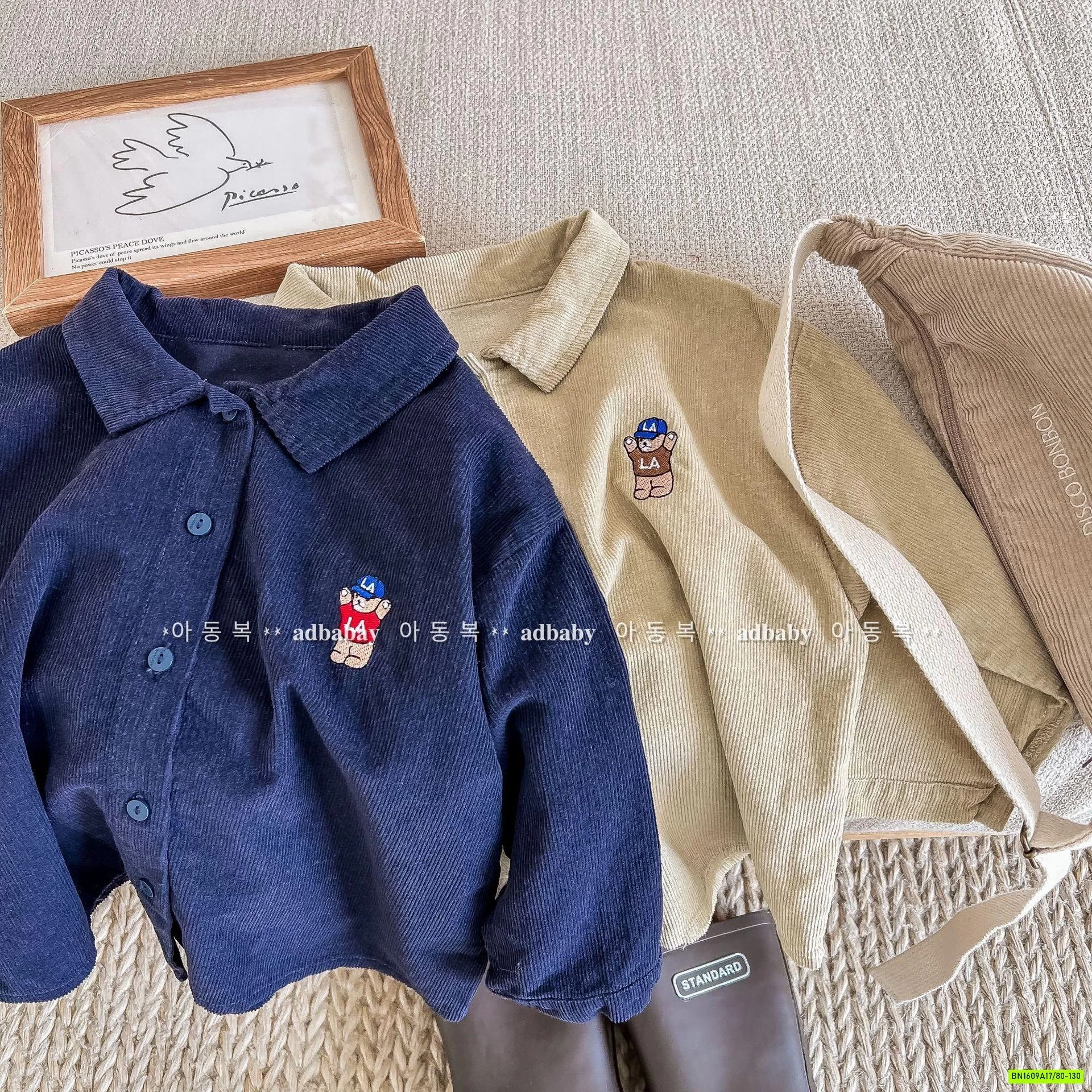 SƠ MI NHUNG THÊU GẤU ADBABY