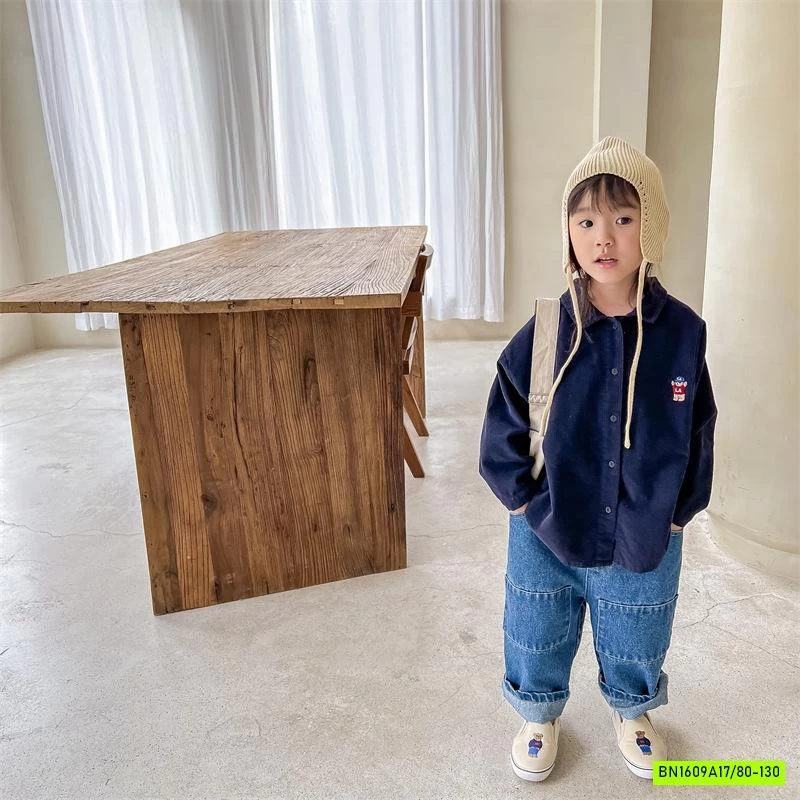 SƠ MI NHUNG THÊU GẤU ADBABY