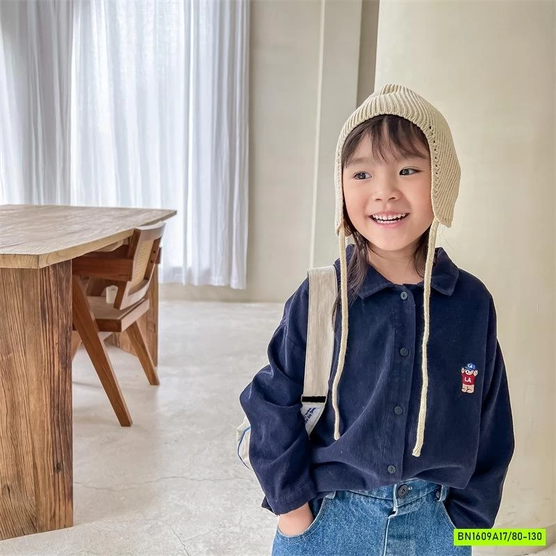 SƠ MI NHUNG THÊU GẤU ADBABY