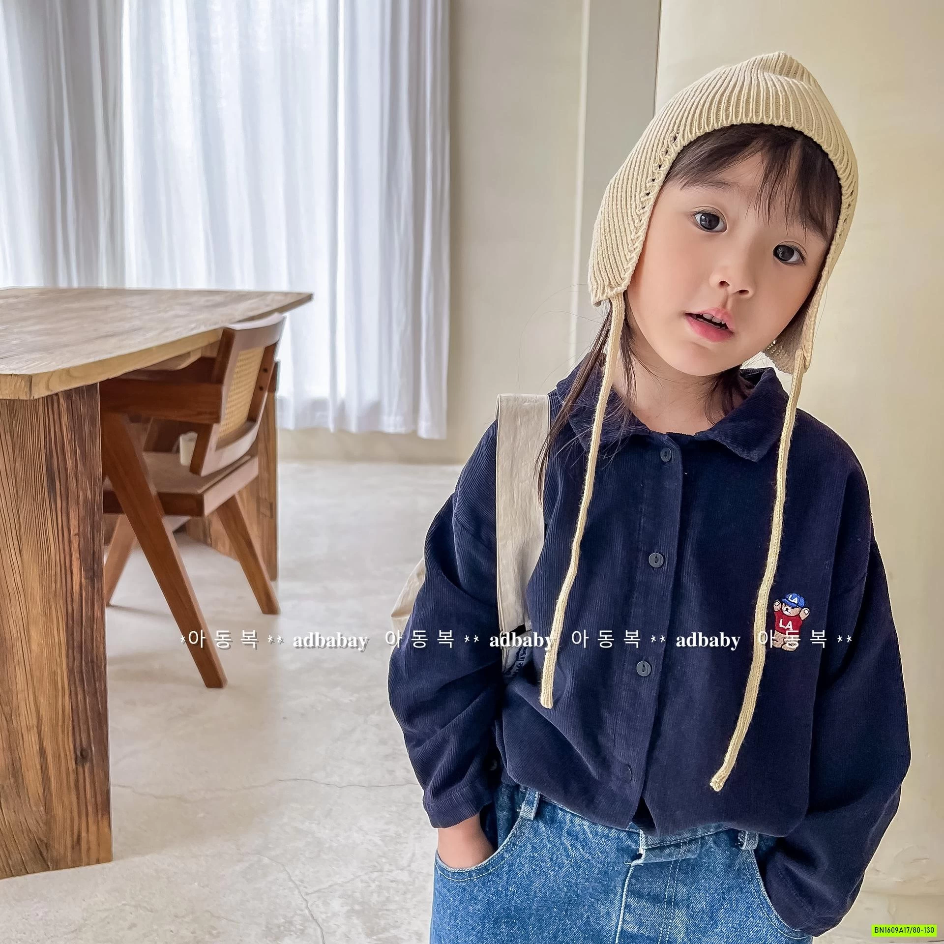 SƠ MI NHUNG THÊU GẤU ADBABY