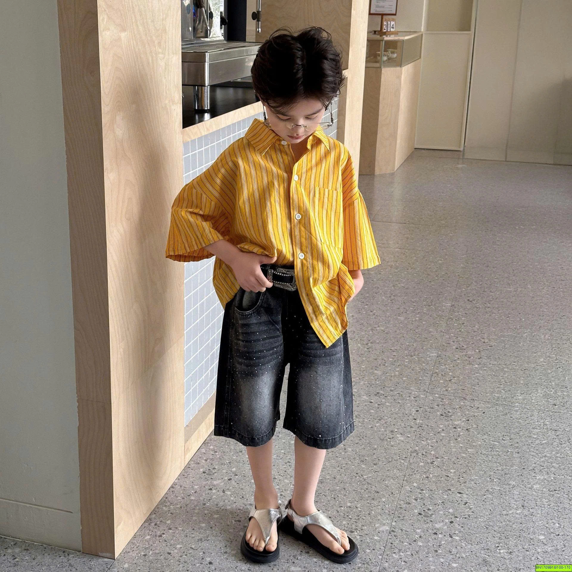 ÁO SƠ MI SỌC VÀNG NGẮN TAY
