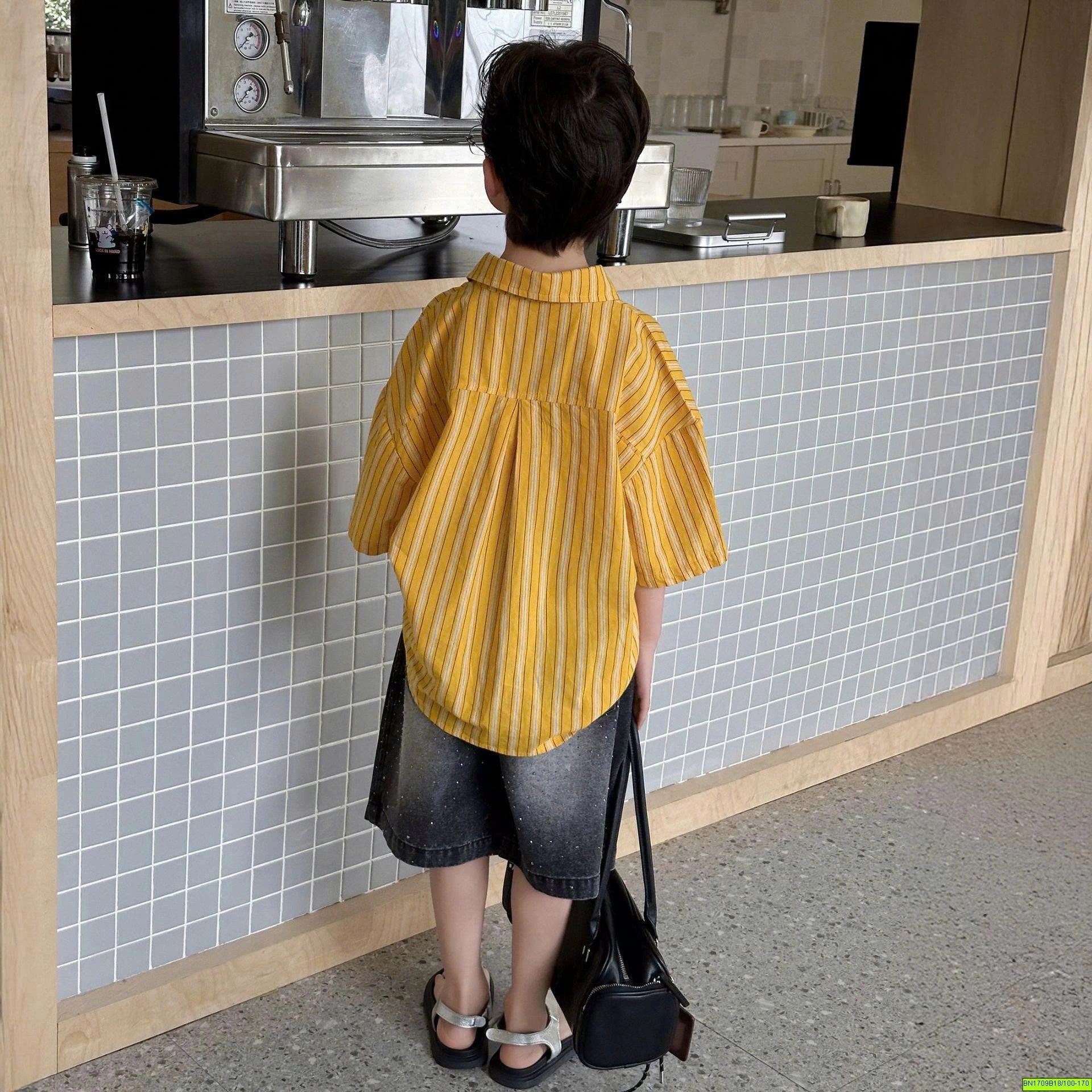 ÁO SƠ MI SỌC VÀNG NGẮN TAY