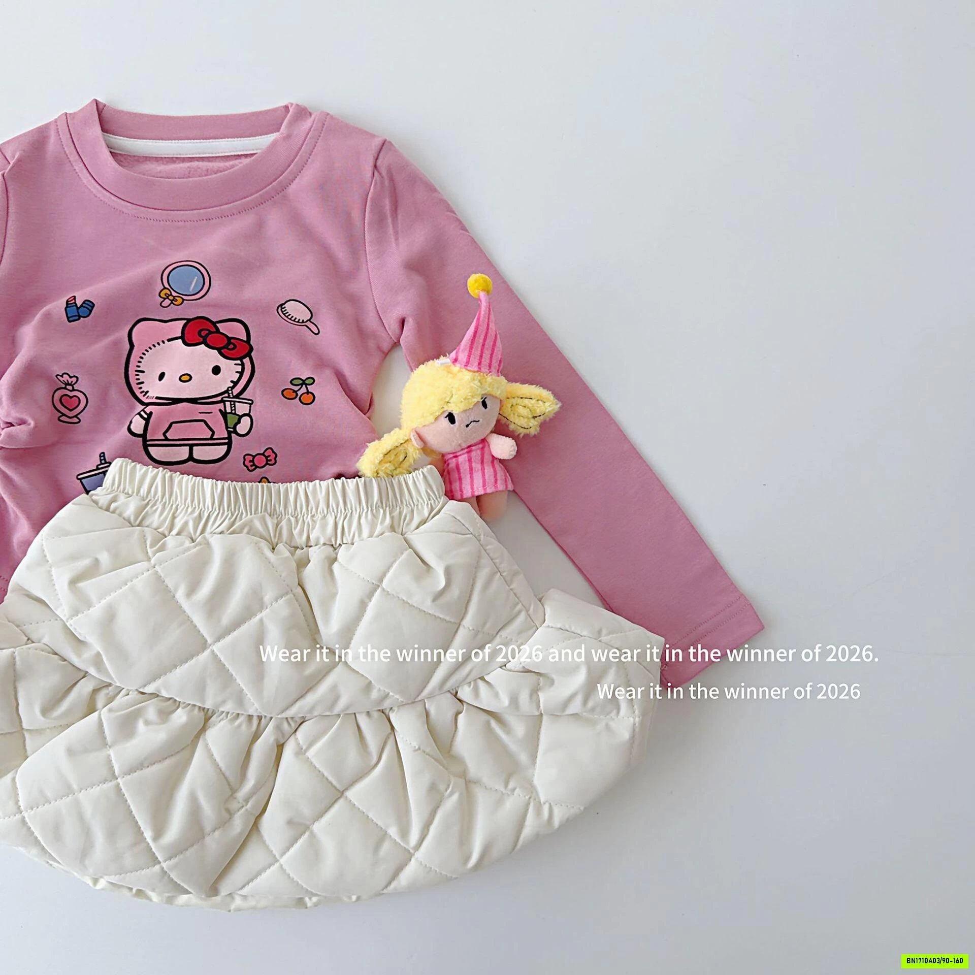 ÁO THUN HỒNG KITTY RÍT EO T&QKIDS