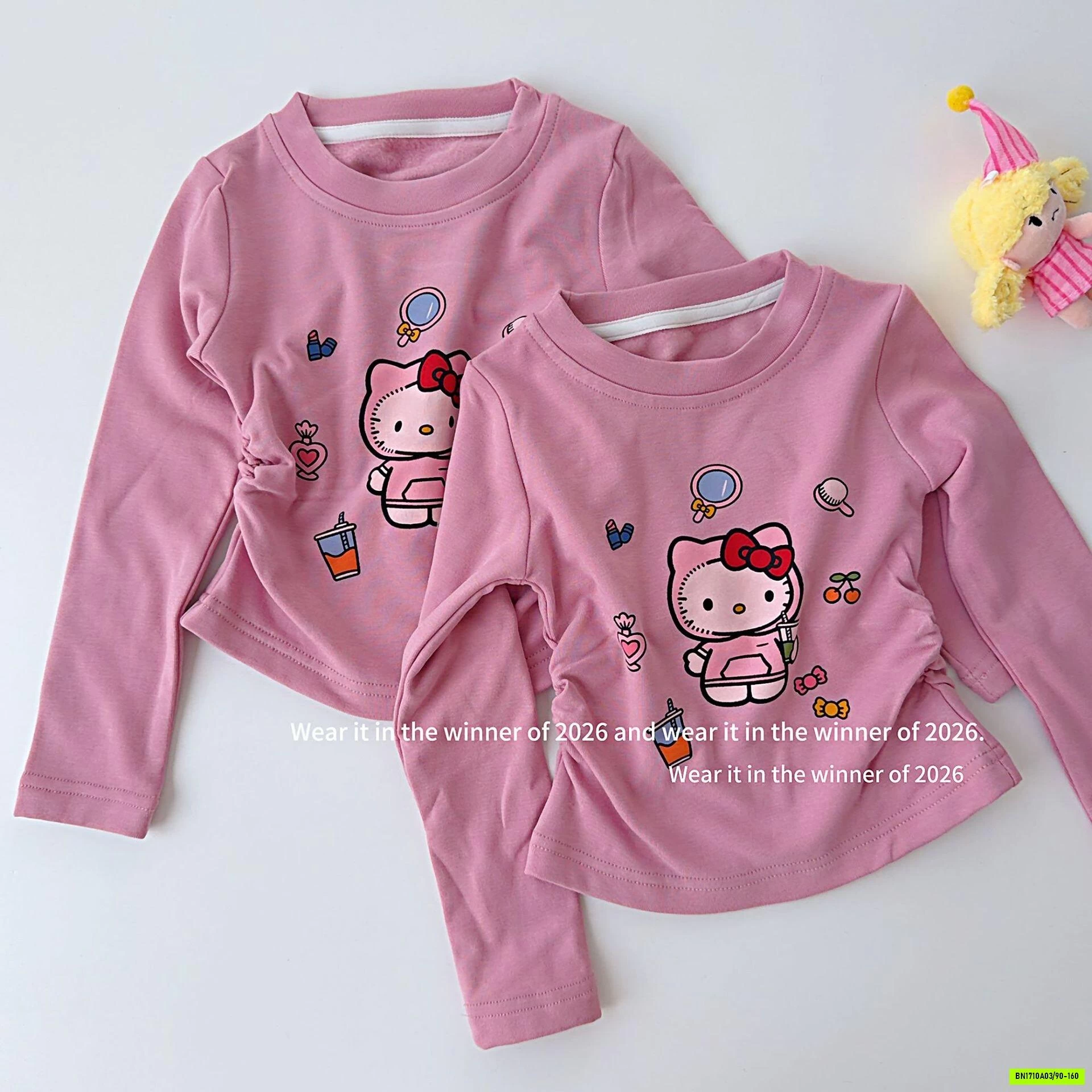ÁO THUN HỒNG KITTY RÍT EO T&QKIDS