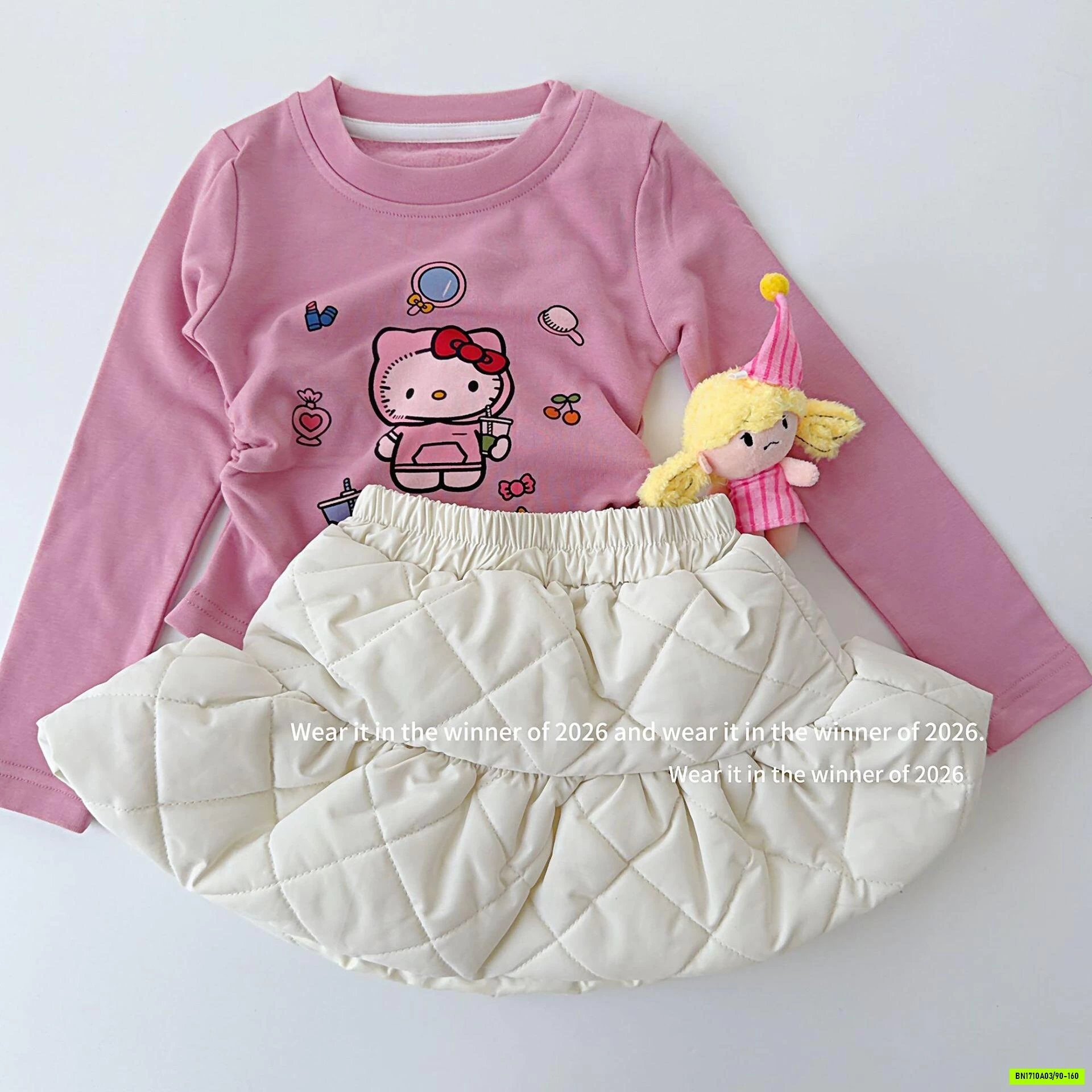 ÁO THUN HỒNG KITTY RÍT EO T&QKIDS