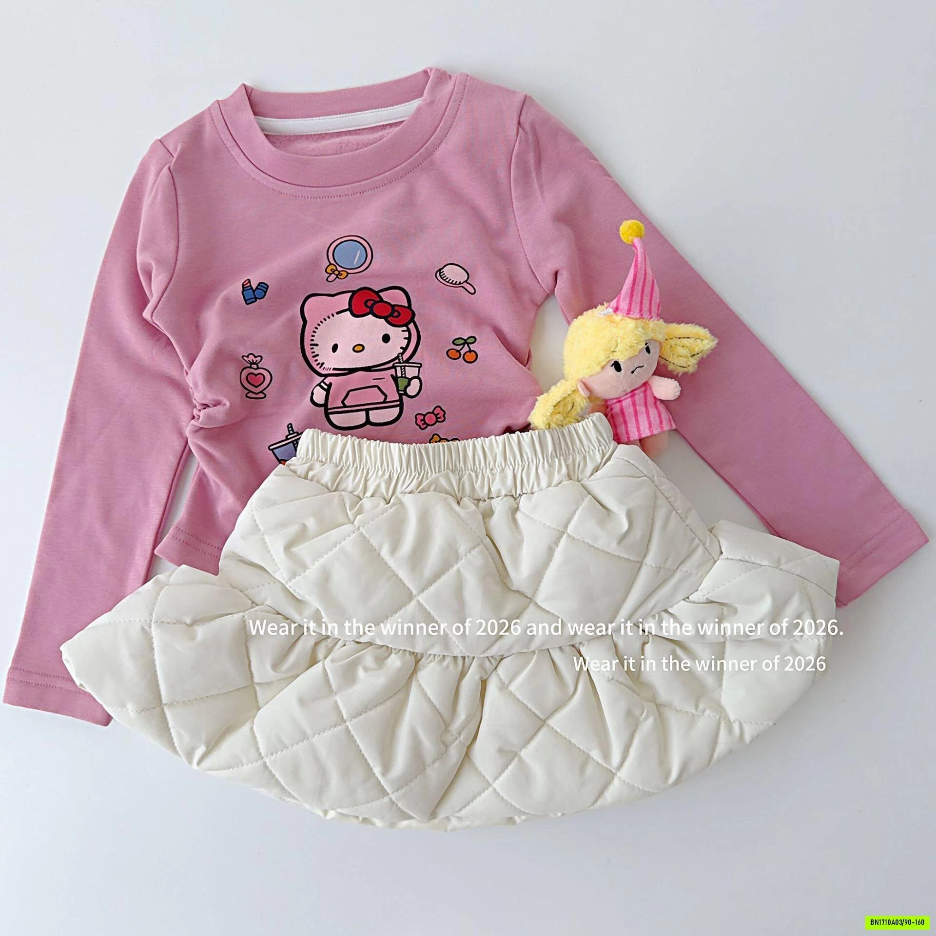 ÁO THUN HỒNG KITTY RÍT EO T&QKIDS