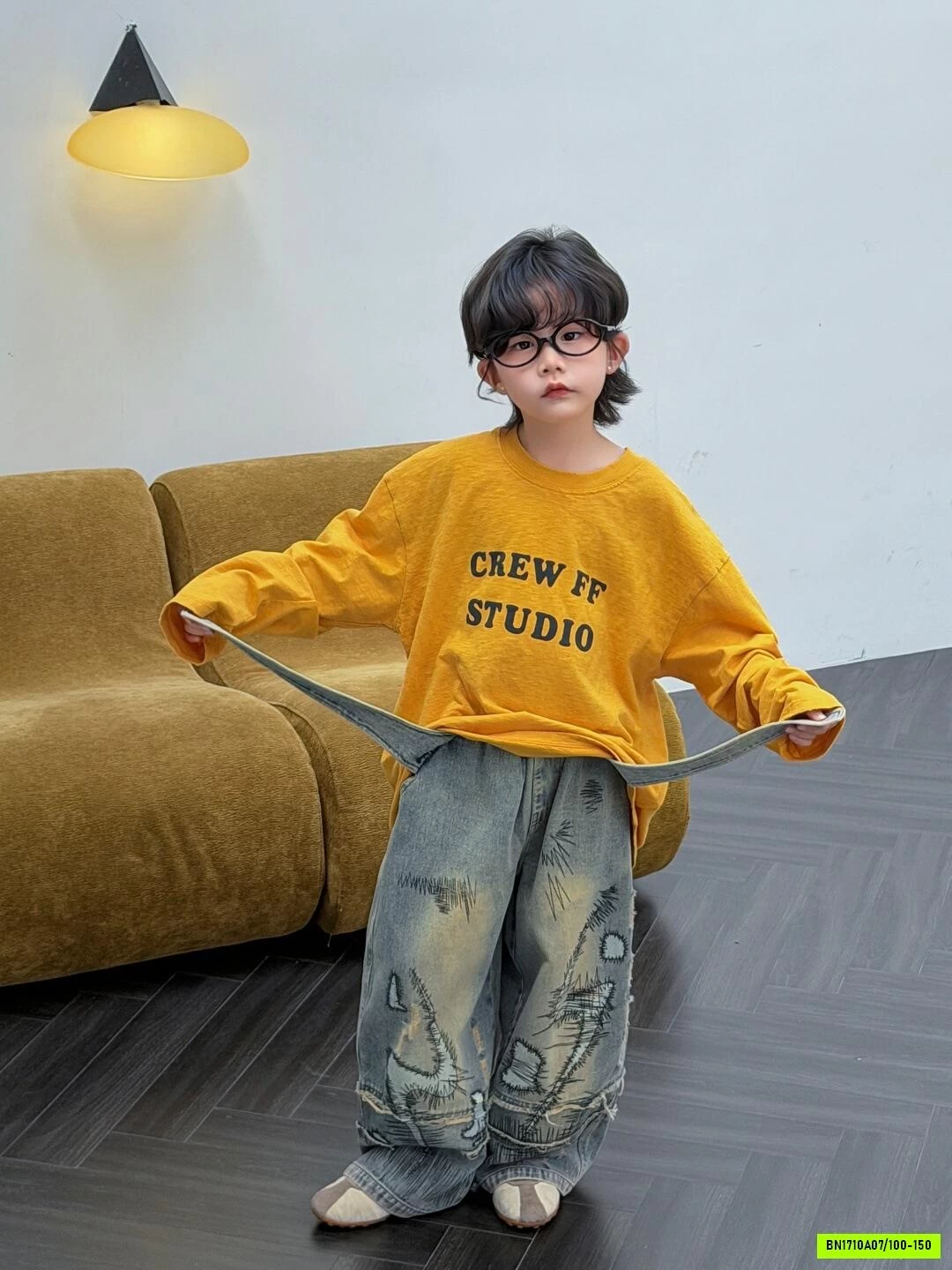 SÉT ÁO VÀNG MIX JEANS CÁ TÍNH