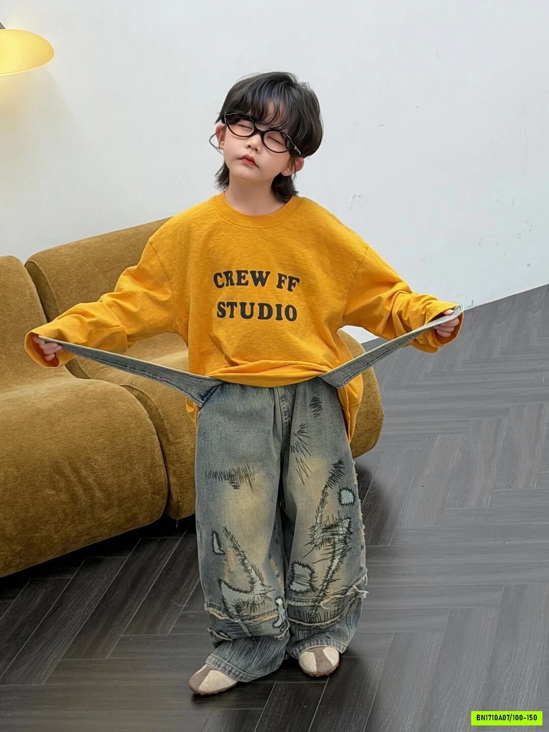 SÉT ÁO VÀNG MIX JEANS CÁ TÍNH