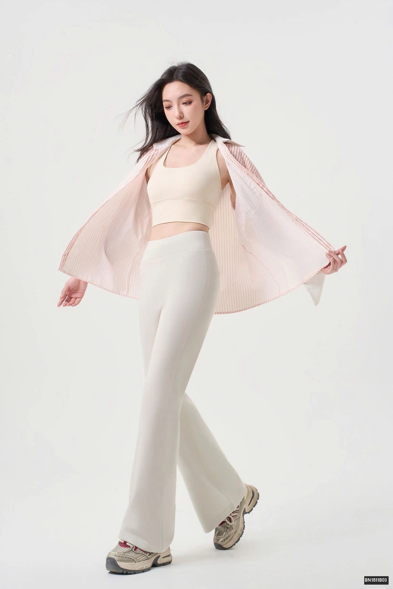 QUẦN COTTON ỐNG ĐỨNG DÁNG LOE NHẸ