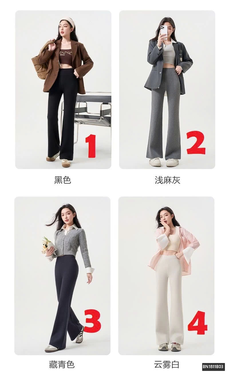 QUẦN COTTON ỐNG ĐỨNG DÁNG LOE NHẸ