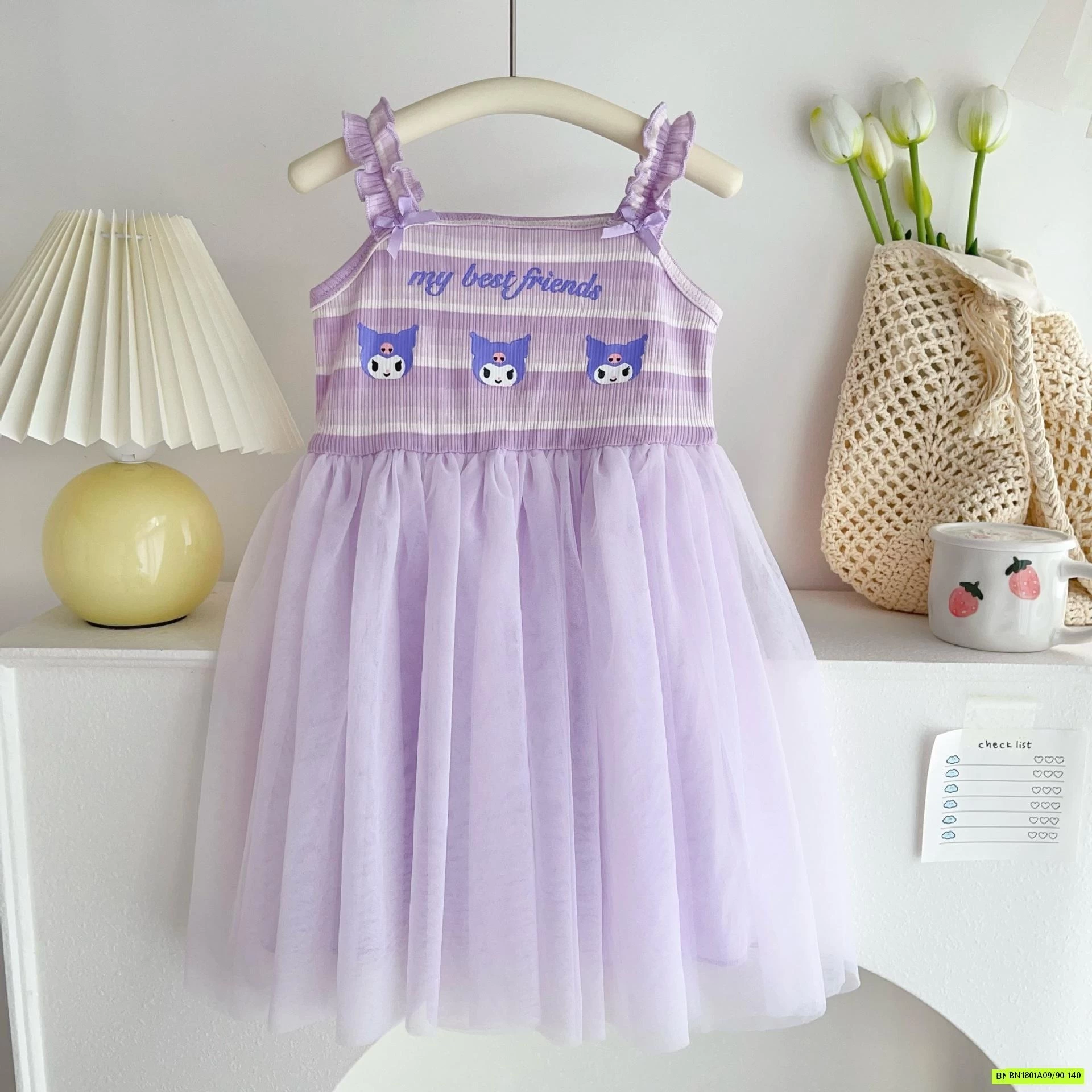 ĐẦM THUN 2 DÂY PHỐI CHÂN VOAN SANRITO