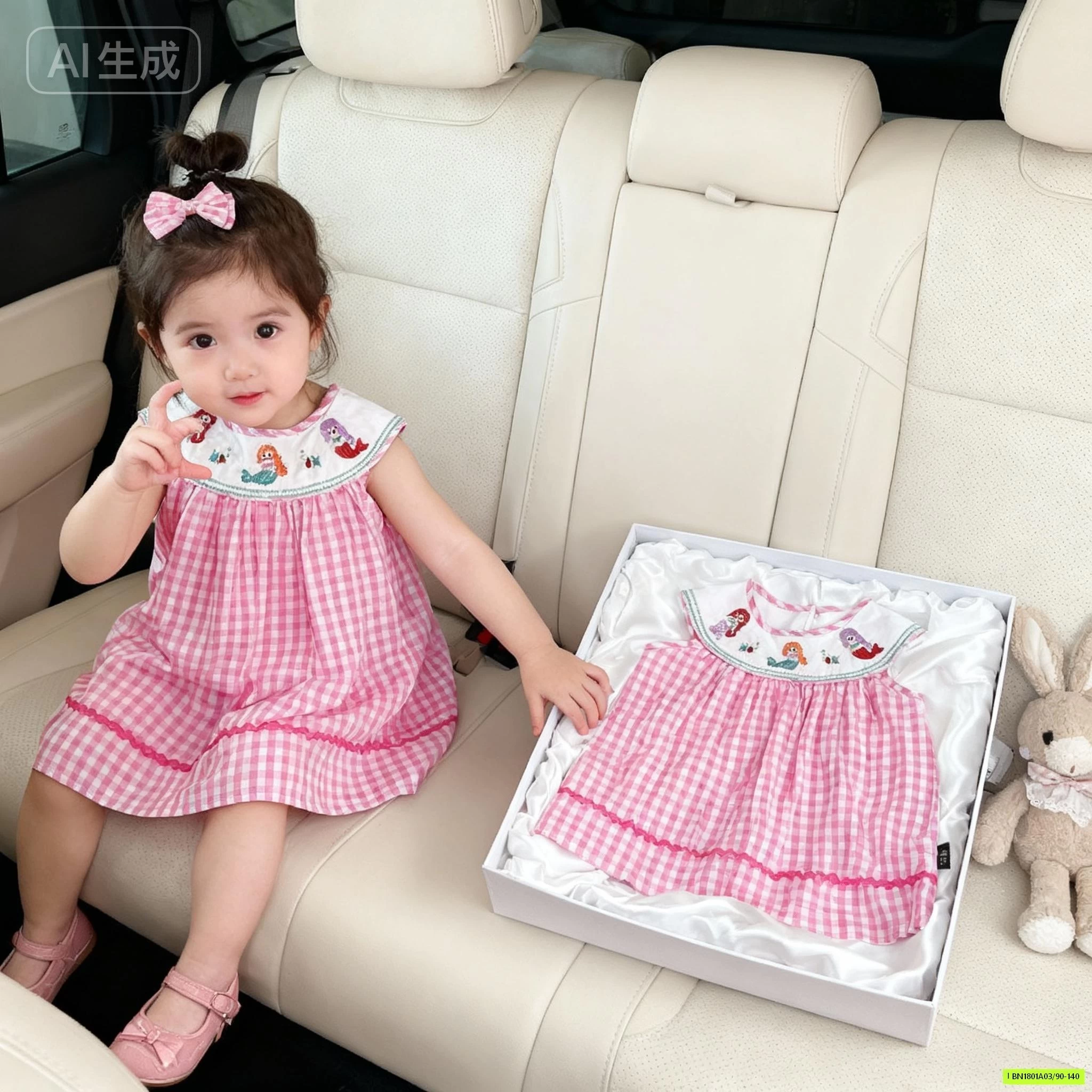 ĐẦM CARO HỒNG CỔ THÊU TIÊN CÁ PREMIUM