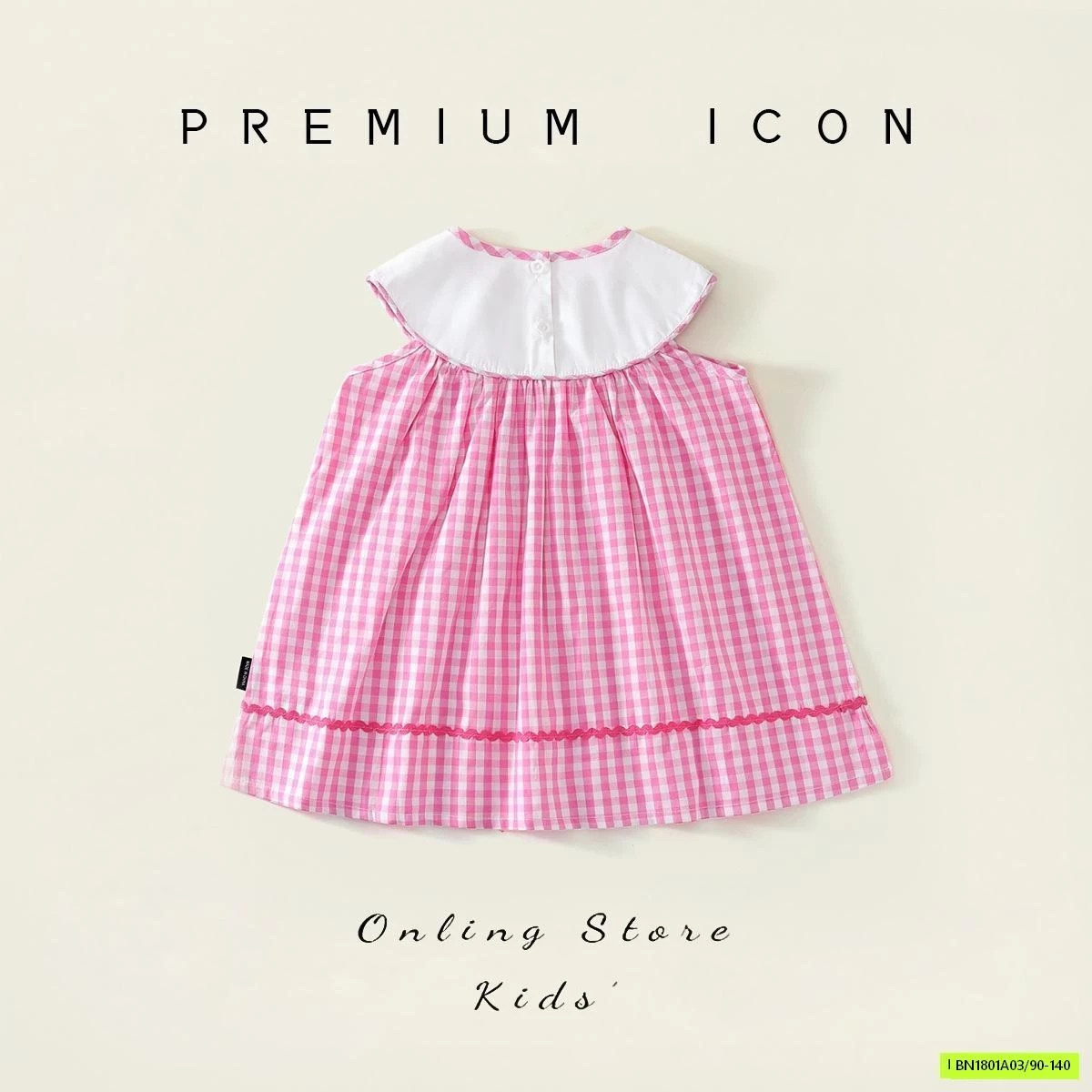 ĐẦM CARO HỒNG CỔ THÊU TIÊN CÁ PREMIUM