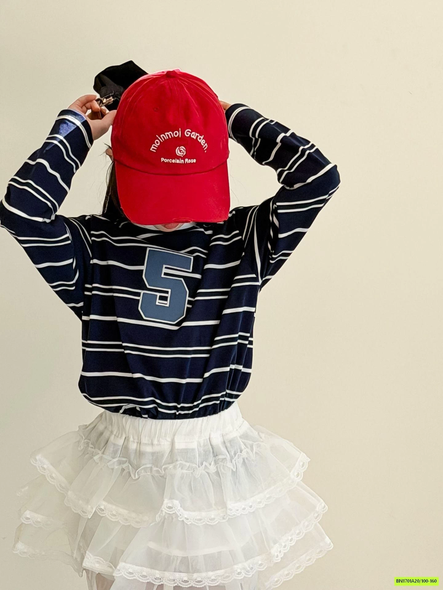 ÁO THUN KẺ MIX CV REN TRẮNG