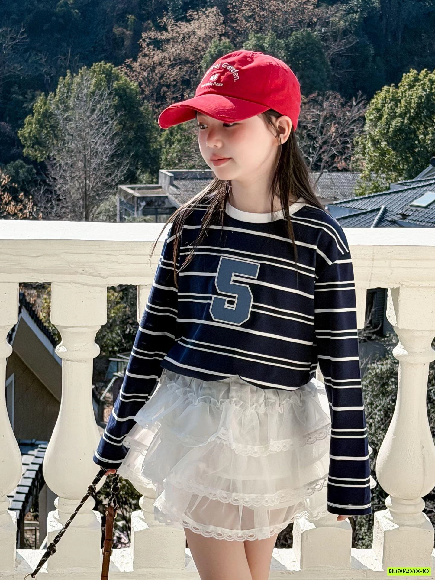 ÁO THUN KẺ MIX CV REN TRẮNG