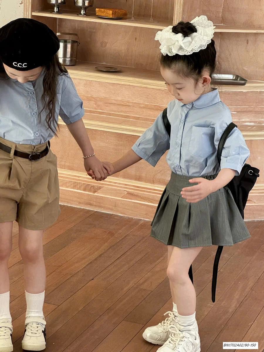 SƠ MI XANH MIX SHORT KAKI