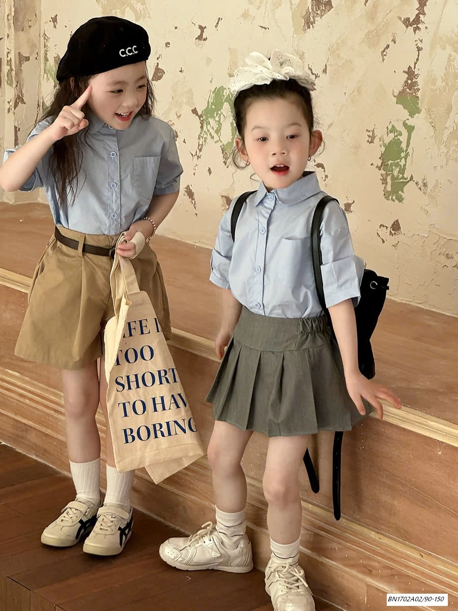 SƠ MI XANH MIX SHORT KAKI