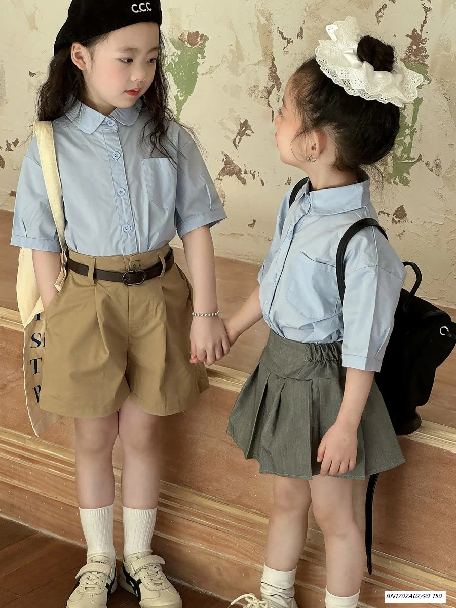 SƠ MI XANH MIX SHORT KAKI