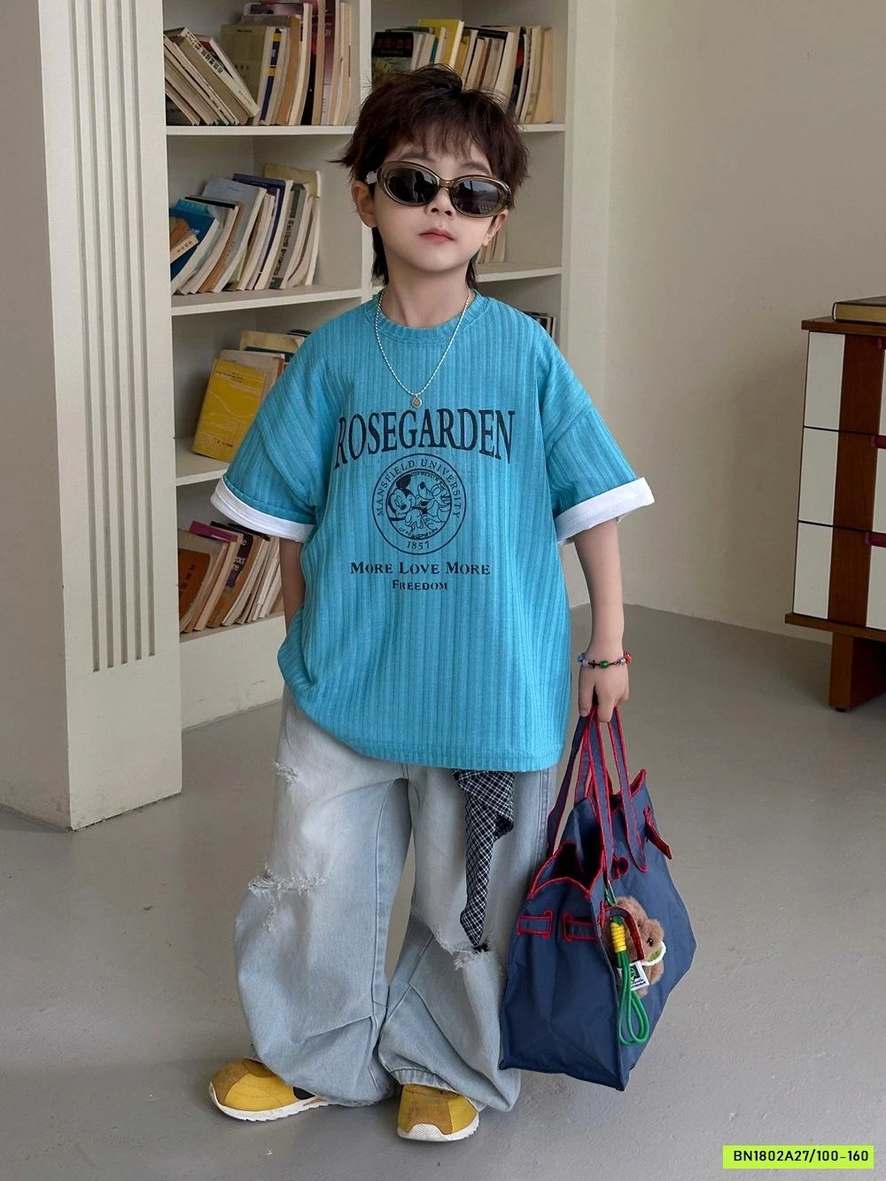 ÁO THUN XANH GÂN IN CHỮ AFTE