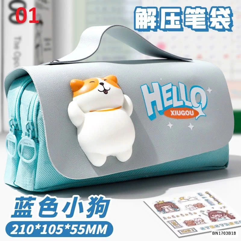 HỘP ĐỰNG BÚT CHO BÉ GẮN THÚ NHÚN