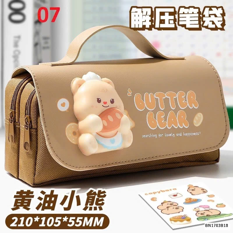 HỘP ĐỰNG BÚT CHO BÉ GẮN THÚ NHÚN