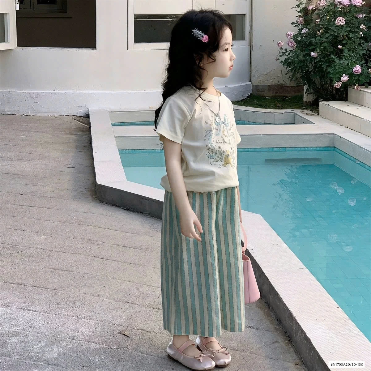 SÉT ÁO MIX QUẦN SUÔNG SỌC XANH