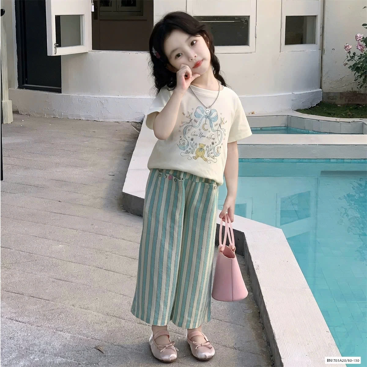 SÉT ÁO MIX QUẦN SUÔNG SỌC XANH