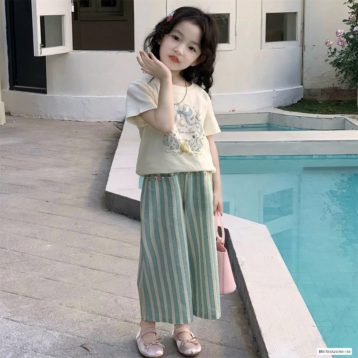 SÉT ÁO MIX QUẦN SUÔNG SỌC XANH