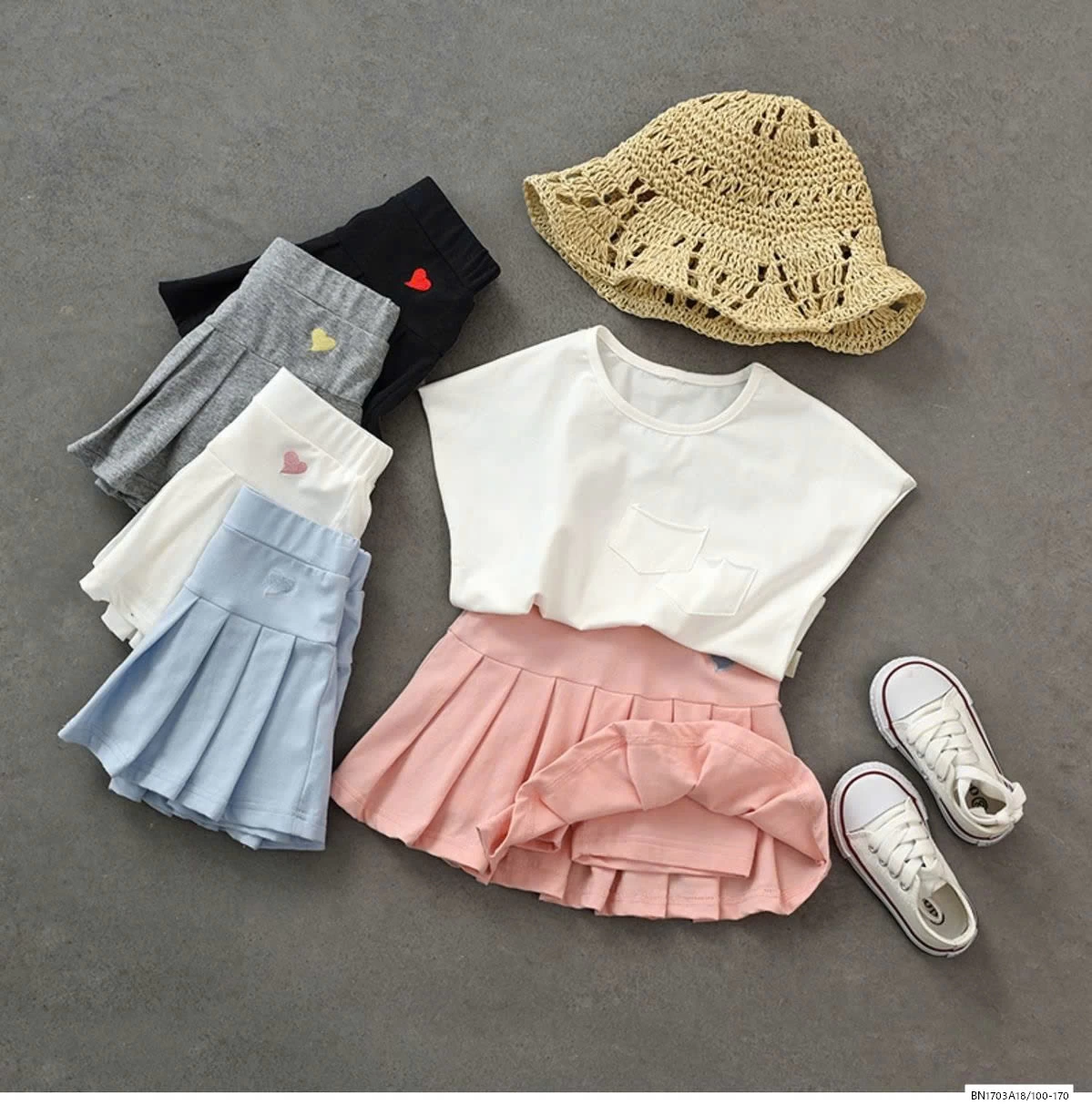 QUẦN VÁY COTTON XẾP LY