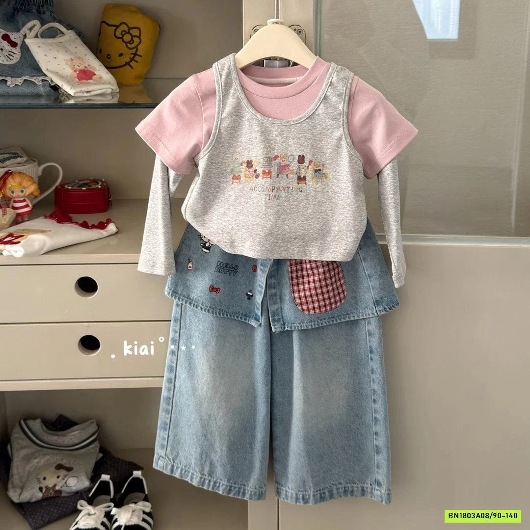 JEANS THÊU DỄ THƯƠNG BÉ GÁI