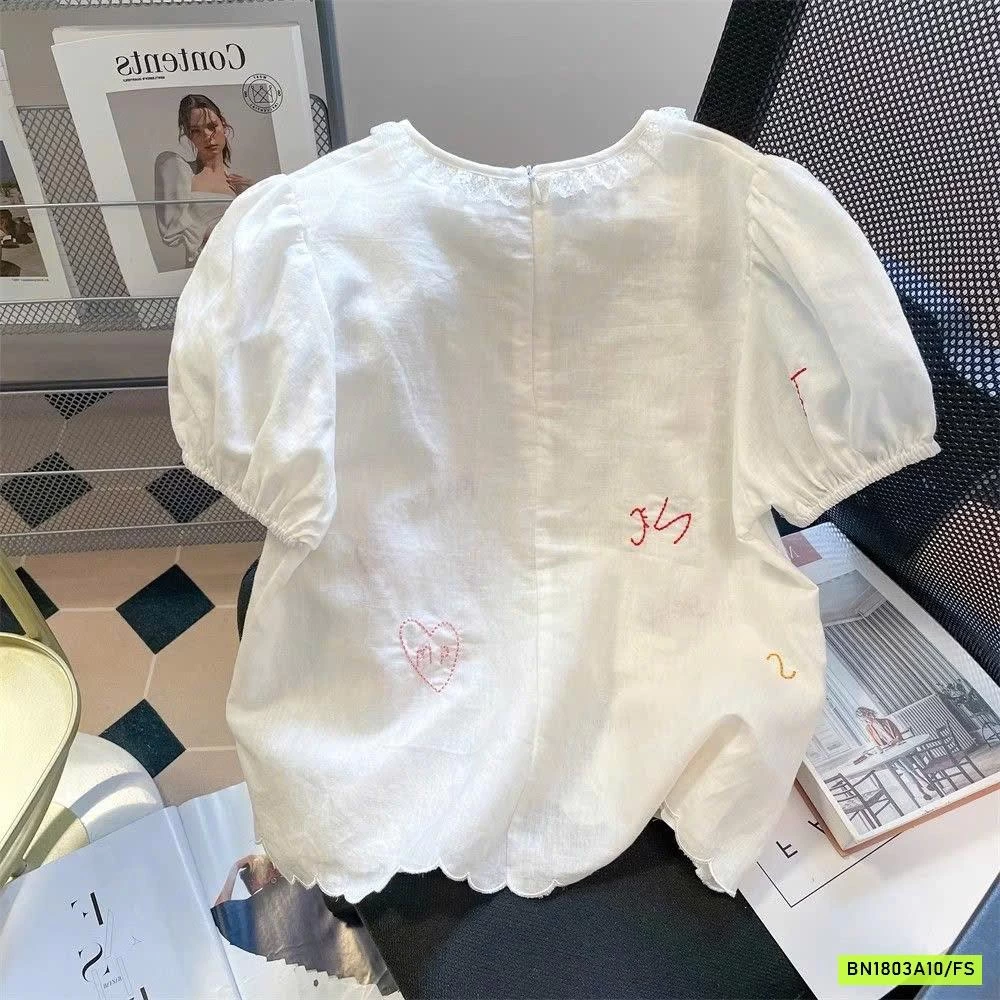 SƠ MI TAY BỒNG THÊU CHỮ