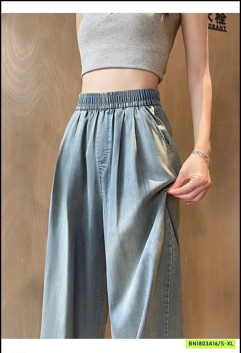 QUẦN JEAN TENCEL ỐNG RỘNG LƯNG CAO