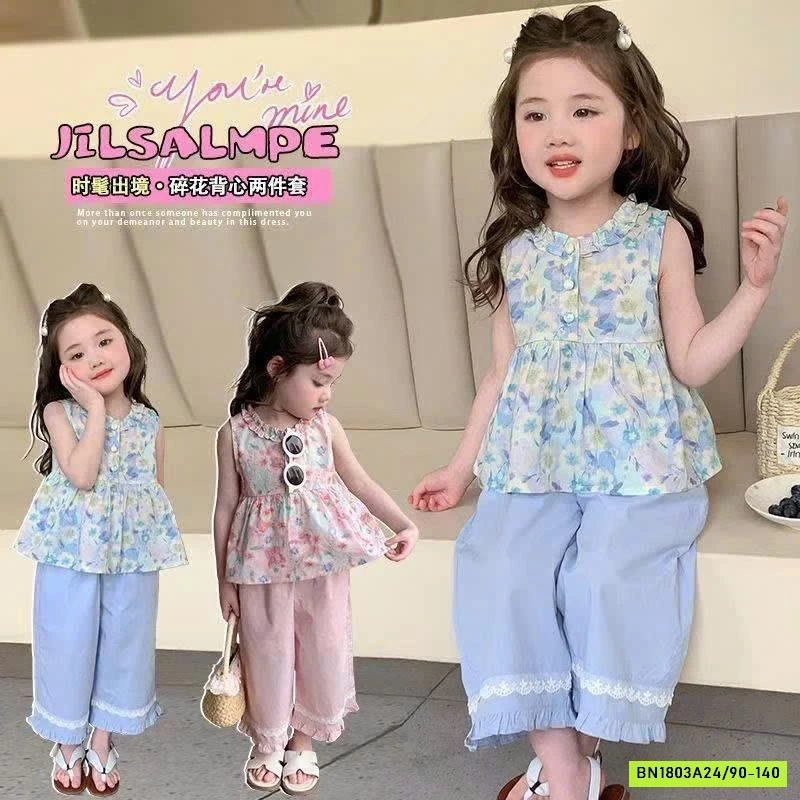 SET ÁO HOA MIX QUẦN SUÔNG BÉ GÁI