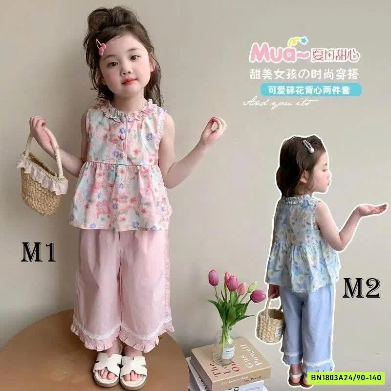 SET ÁO HOA MIX QUẦN SUÔNG BÉ GÁI