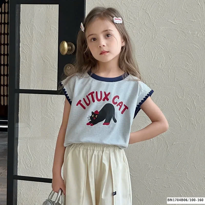 ÁO THUN TAY HẾN PHỐI VIỀN CON MÈO