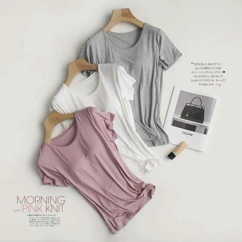 ÁO THUN MỀM MẶC NHÀ KÈM ĐỆM NGỰC